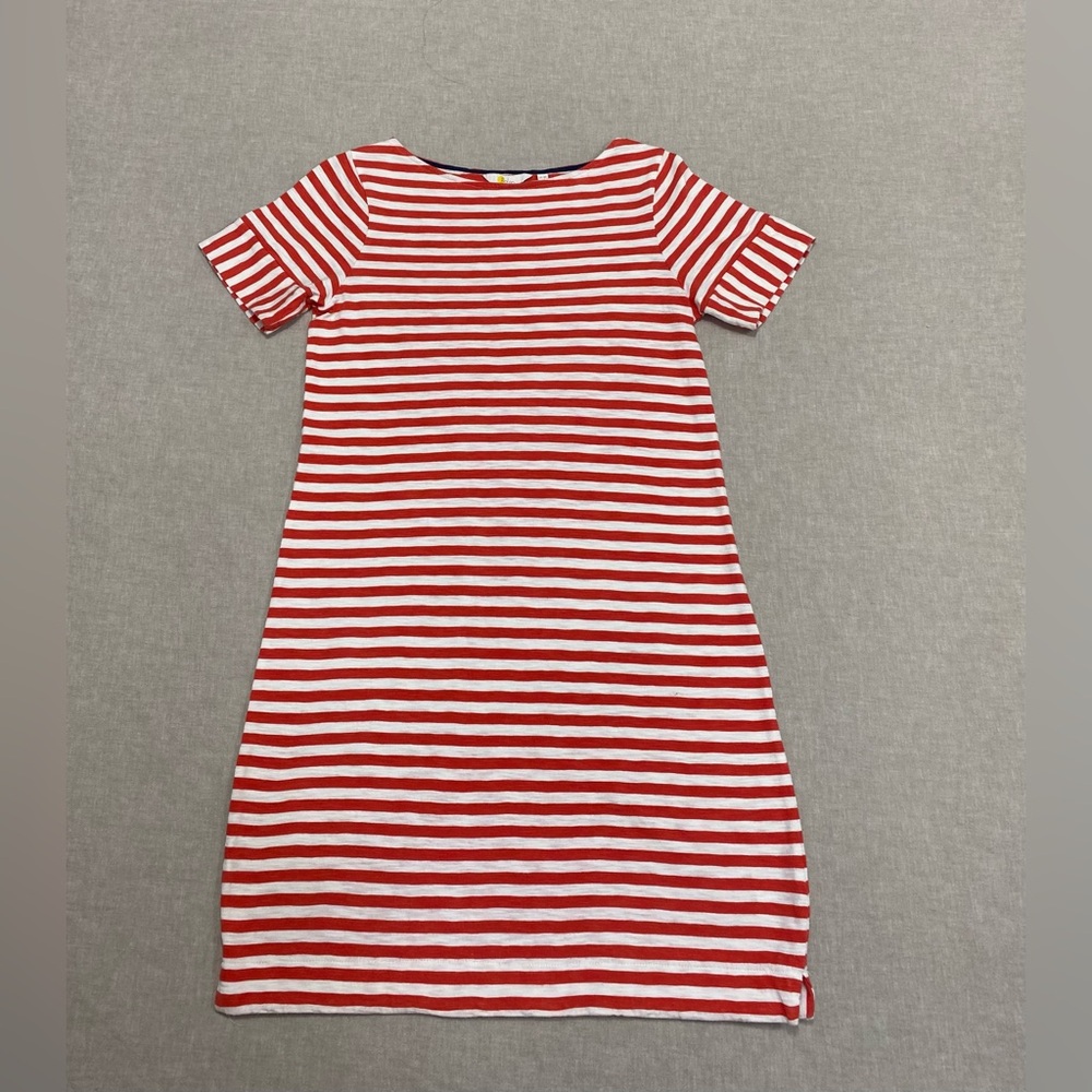 Boden Striped Short Sleeves T-shirt Dress Women's Red /White Tunic Dress Sz 4R